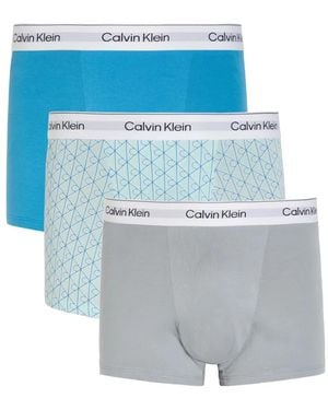 Calvin Klein Logo-Waistband Trunks (Set Of Three) - Blue