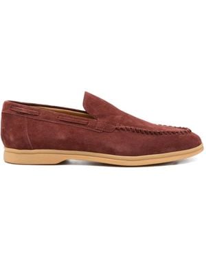 Eleventy Whipstitch-Detail Suede Loafers - Brown