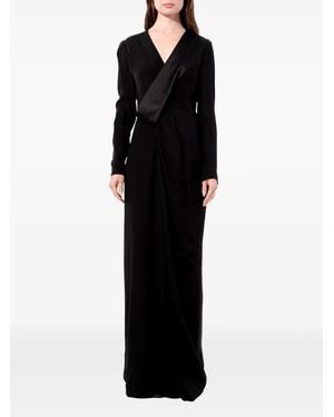 Balenciaga Satin-Panelled Draped Dress - Black