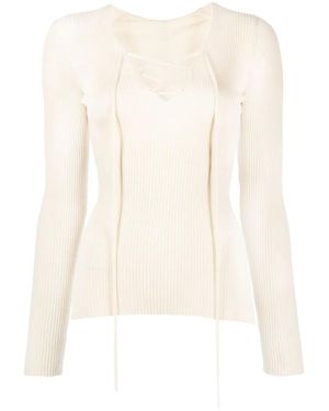 Petar Petrov Tie-Front Long-Sleeve Top - White