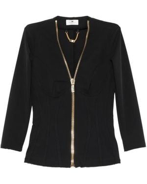 Elisabetta Franchi Zip-Up Corset-Style Jacket - Black