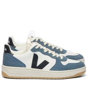 Veja V-10 Panelled Logo Trainers - Blue