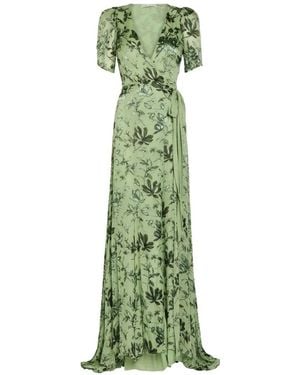Alice + Olivia Tiana Floral-Print Wrap Maxi Dress - Green