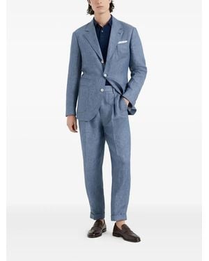 Brunello Cucinelli Anzug Aus Leinen - Blau