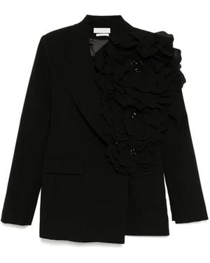 Saiid Kobeisy Blazer mit Blumen-Applikationen - Schwarz