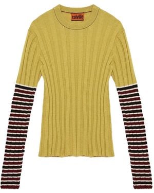 Colville Ribbed Striped Sweater - Yellow