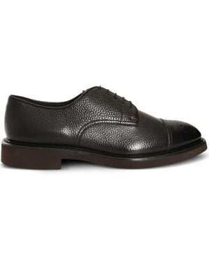 Doucal's Leather Lace-Up Derby Shoes - Black