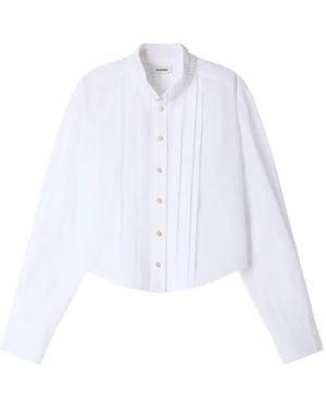 Sandro Rüschen-Kragen-Shirt Mit Pintuck-Detail - Weiß