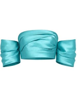 Gemy Maalouf Blouse Bustier À Manches Drapées - Blue