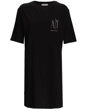 ARMANI EXCHANGE Logo-Print T-Shirt Dress - Black