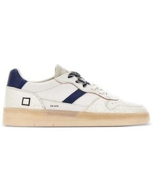 Date Court 2.0 Crackle-Effect Leather Trainers - White
