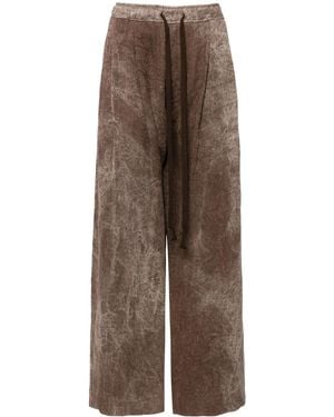 Ziggy Chen Stonewashed Print Drawstring Pants - Brown