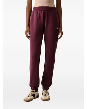 Guess Logo-Plaque Track Pants - Red