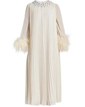 Self-Portrait Embellished Pleated Dress - White