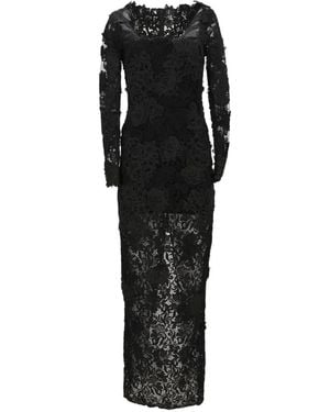 Tom Ford Floral-Lace Long-Sleeved Maxi Dress - Black