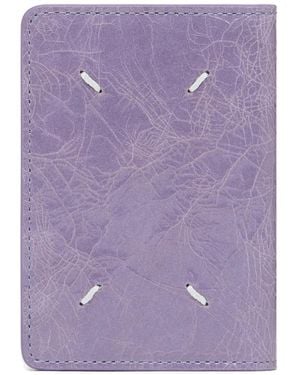 Maison Margiela Four Stitches Crackled-Effect Card Holder - Purple