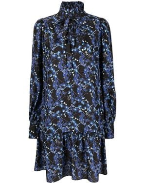 KARL LAGERFELD Orchid-Print Silk Dress - Blue