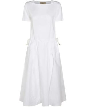 Herno Tie-Drawcord Midi Dress - White