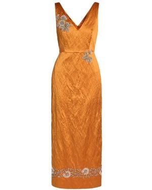 Erdem V-Neck Maxi Dress - Orange