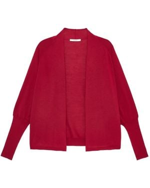 Maliparmi Ribbed-Cuff Open-Front Cardigan - Red