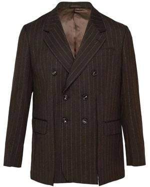Simone Rocha Double-Breasted Pinstripe Jacket - Black