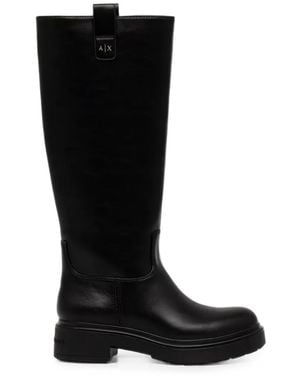 ARMANI EXCHANGE Stivali Al Ginocchio Con Placca Logo - Nero