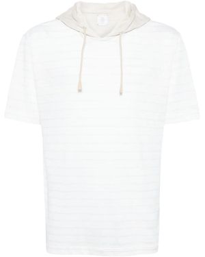 Eleventy Striped Hooded T-Shirt - White