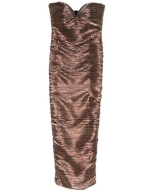 retroféte Calypsa Ruched Midi Dress - Brown