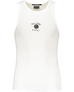 Ksubi Ribbed Smiley-Face Tank Top - White