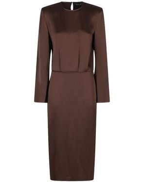 FEDERICA TOSI Robe Mi-Longue En Satin À Épaulettes - Brown
