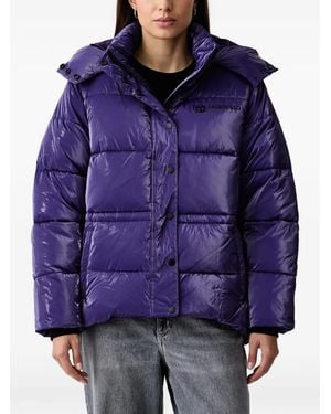 KARL LAGERFELD Logo-Print Quilted Jacket - Purple