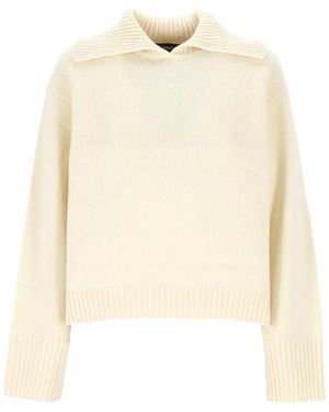 Ecoalf Adria Ribbed-Collar Knit Sweater - Natural