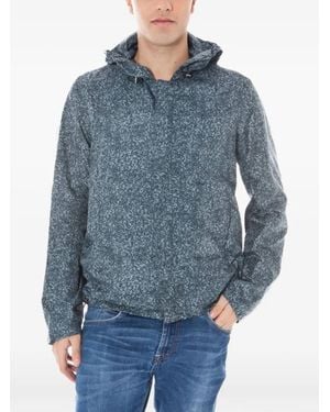 Calvin Klein Speckled-Print Hooded Jacket - Blue