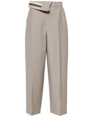 Fendi Mohair Blend Trousers With Asymmetrical Waistband - Grey