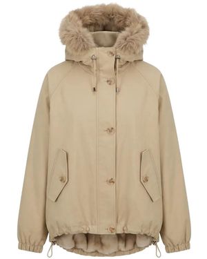 VALENTINI 1972 Faux-Fur Trim Hooded Coat - Natural