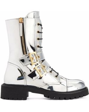 Giuseppe Zanotti Tifa Metallic Calf-Length Boots - White