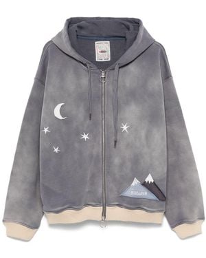 Kidsuper Moon-Patch Zip-Up Hoodie - Gray