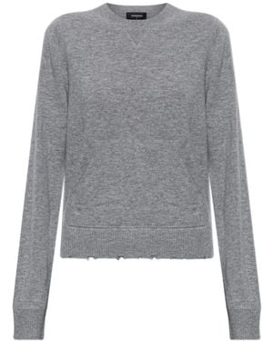 DSquared² Distressed Pouch-Pocket Sweater - Gray