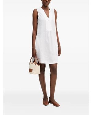Benetton Robe Mi-Longue En Lin À Design Sans Manches - White