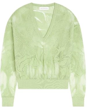 Dries Van Noten Pull En Dentelle Et Col V - Vert