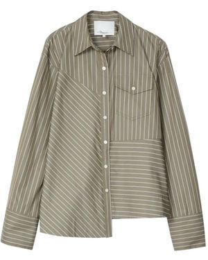 3.1 Phillip Lim Asymmetrical Striped Shirt - Green