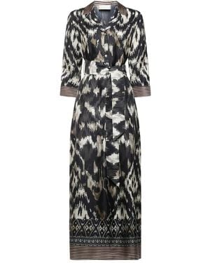 Pierre Louis Mascia Geometric-Pattern Shirt Maxi Dress - Black