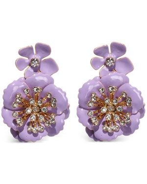 Carolina Herrera Flower Dangle Earrings - Purple