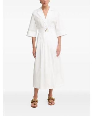 SIMONA CORSELLINI Belted Wide-Sleeve Dress - White