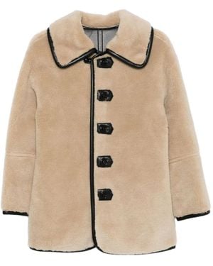 Low Classic Contrasting Leather-Trim Jacket - Natural