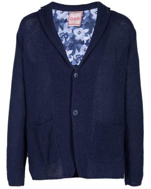 Bob Floral-Panel Knit Cardigan - Blue