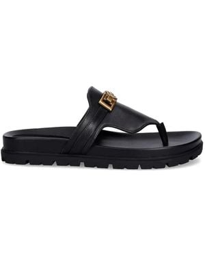 Guess Farron Logo-Plaque Leather Sandals - Black