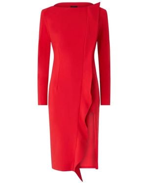 Pinko Midi Sheath Dress With Ruffle And Open Back - Red
