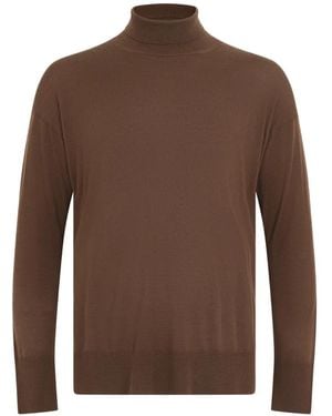 Max Mara Pull À Col Roulé Et Épaules Basses - Marron