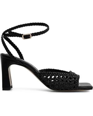 Souliers Martinez Sandales Lea En Cuir Tressé - Black